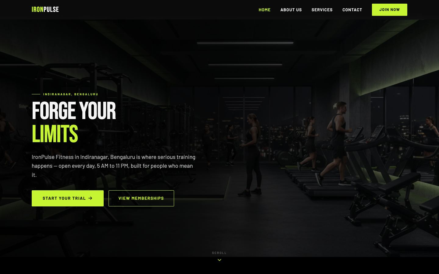 IronPulse Fitness — sample gym & fitness site built with Builtit
